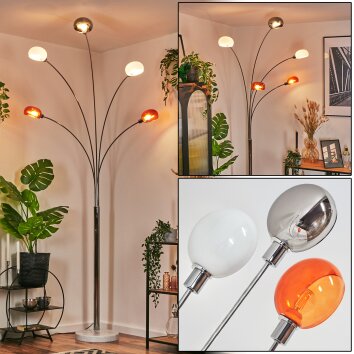 Nikkala Lampadaire Chrome, Blanc, 5 lumières Nikkala Lampadaire Chrome, Blanc, 5 lumières