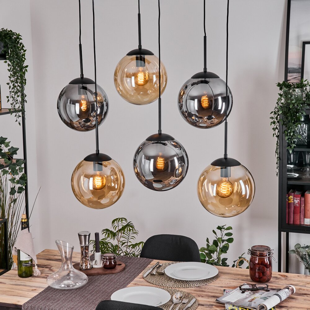 Gastor Suspension, Boule lumineuse, Suspension Ambre, Fumé, 6 lumières main product photo