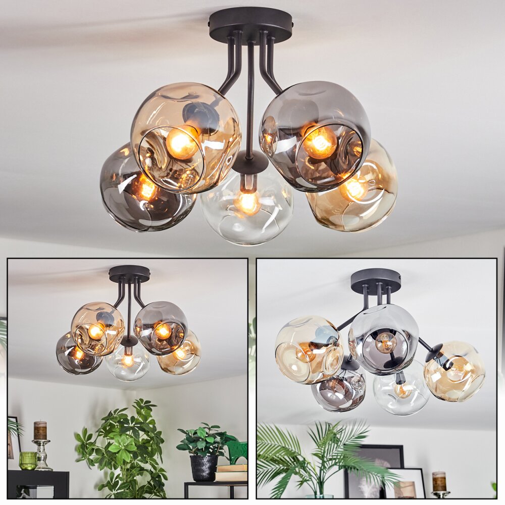 Ripoll Plafonnier, Boule lumineuse Ambre, Clair, Fumé, 5 lumières main product photo