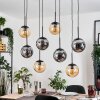 Gastor Suspension, Boule lumineuse, Suspension Ambre, Fumé, 8 lumières