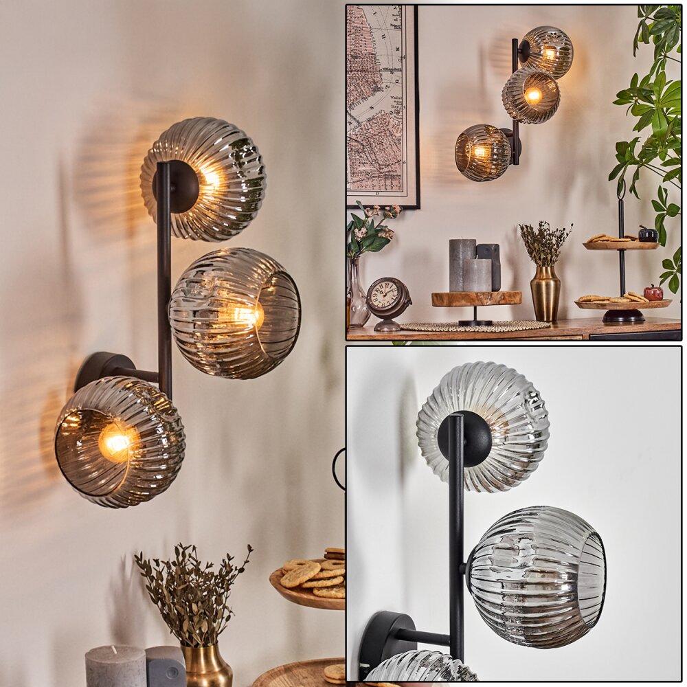 Ripoll Boule lumineuse, Applique murale Fumé, 3 lumières main product photo