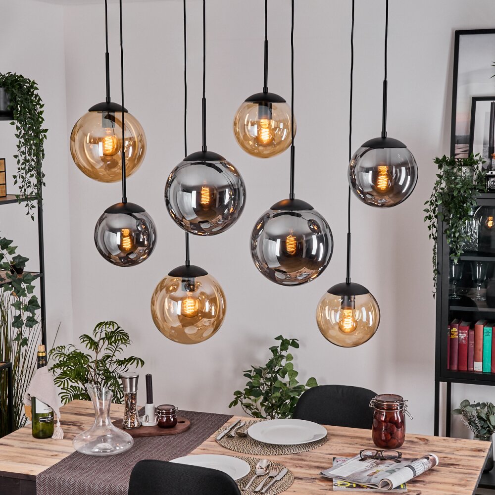 Gastor Suspension, Boule lumineuse, Suspension Ambre, Fumé, 8 lumières main product photo