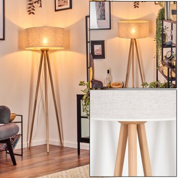 Saladillo Lampadaire Bois clair, Blanc, 1 lumière