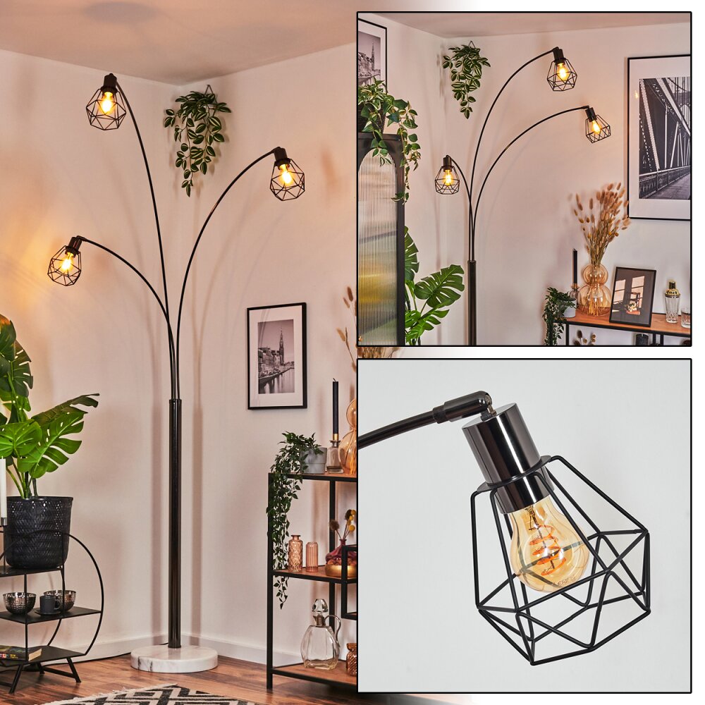 Yaak Lampadaire Chrome, Noir, Blanc, 3 lumières main product photo