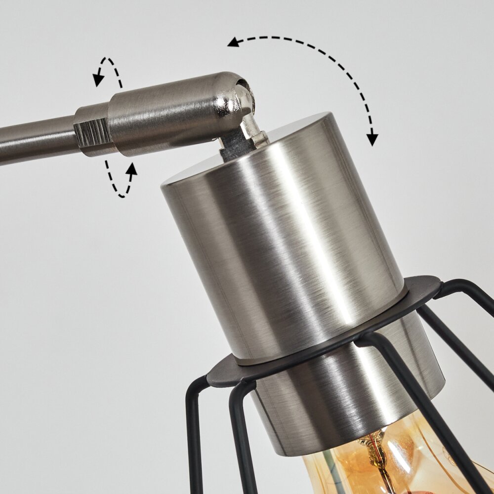 Yaak Lampadaire Nickel mat, Noir, Blanc, 3 lumières