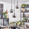 Ripoll Suspension, Boule lumineuse, Suspension grappe Chrome, Fumé, 3 lumières