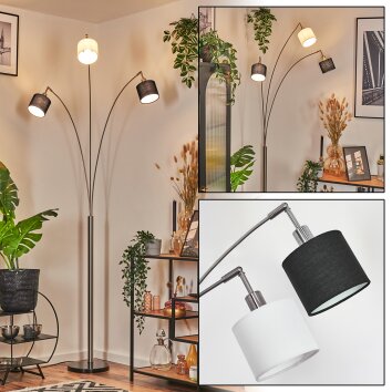 Bassagoda Lampadaire Nickel mat, Noir, 3 lumières