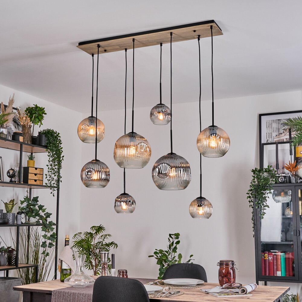 Ripoll Suspension, Boule lumineuse, Suspension Écru, Noir, 8 lumières main product photo