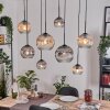 Ripoll Suspension, Boule lumineuse, Suspension Écru, Noir, 8 lumières