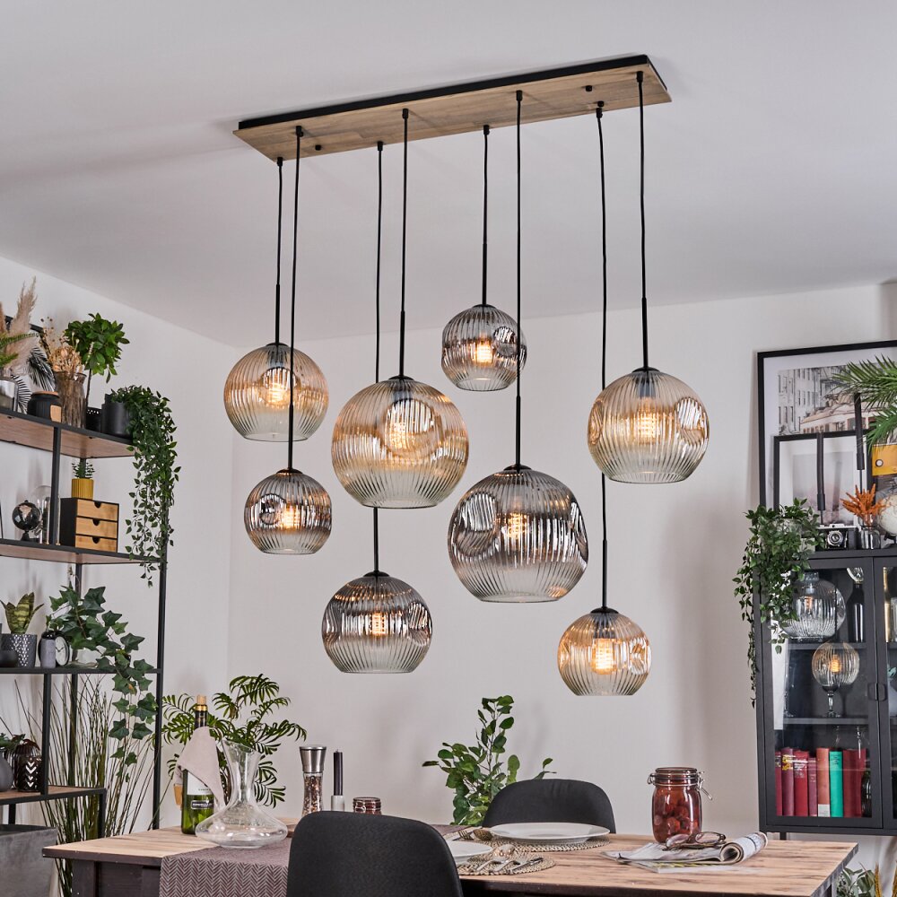 Ripoll Suspension, Boule lumineuse, Suspension Écru, Noir, 8 lumières main product photo