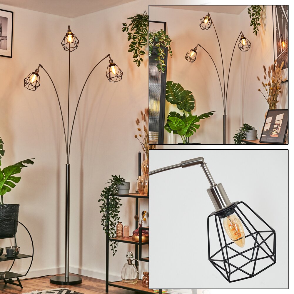 Yaak Lampadaire Nickel mat, Noir, 3 lumières main product photo