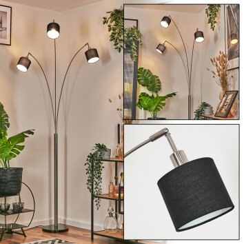 Bassagoda Lampadaire Nickel mat, Noir, 3 lumières