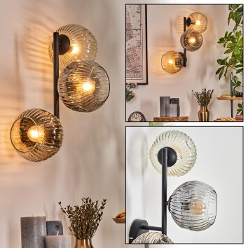 Ripoll Boule lumineuse, Applique murale Ambre, Clair, Fumé, 3 lumières