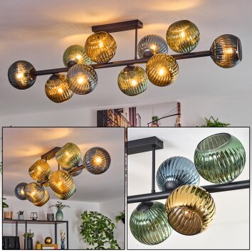 Koyoto Plafonnier, Boule lumineuse Bleu, Or, Vert, 10 lumières