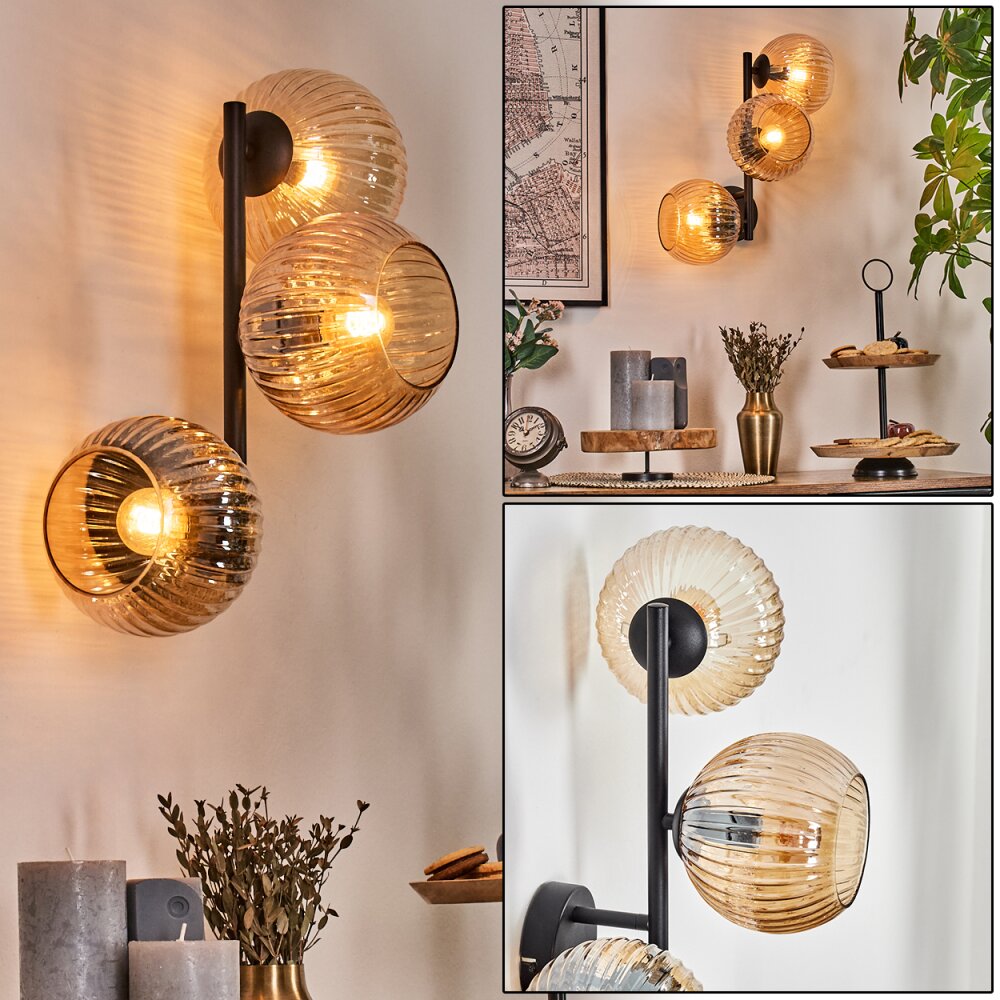 Koyoto Boule lumineuse, Applique murale Ambre, 3 lumières main product photo