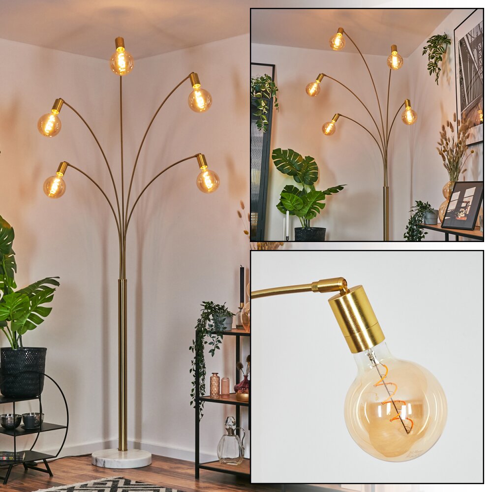 Codecro Lampadaire Laiton, Noir, Blanc, 5 lumières main product photo