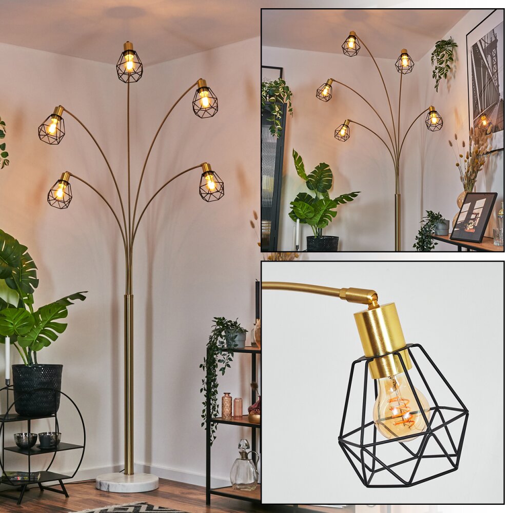Yaak Lampadaire Laiton, Noir, Blanc, 5 lumières main product photo