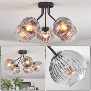 Koyoto Plafonnier, Boule lumineuse Clair, Fumé, 5 lumières