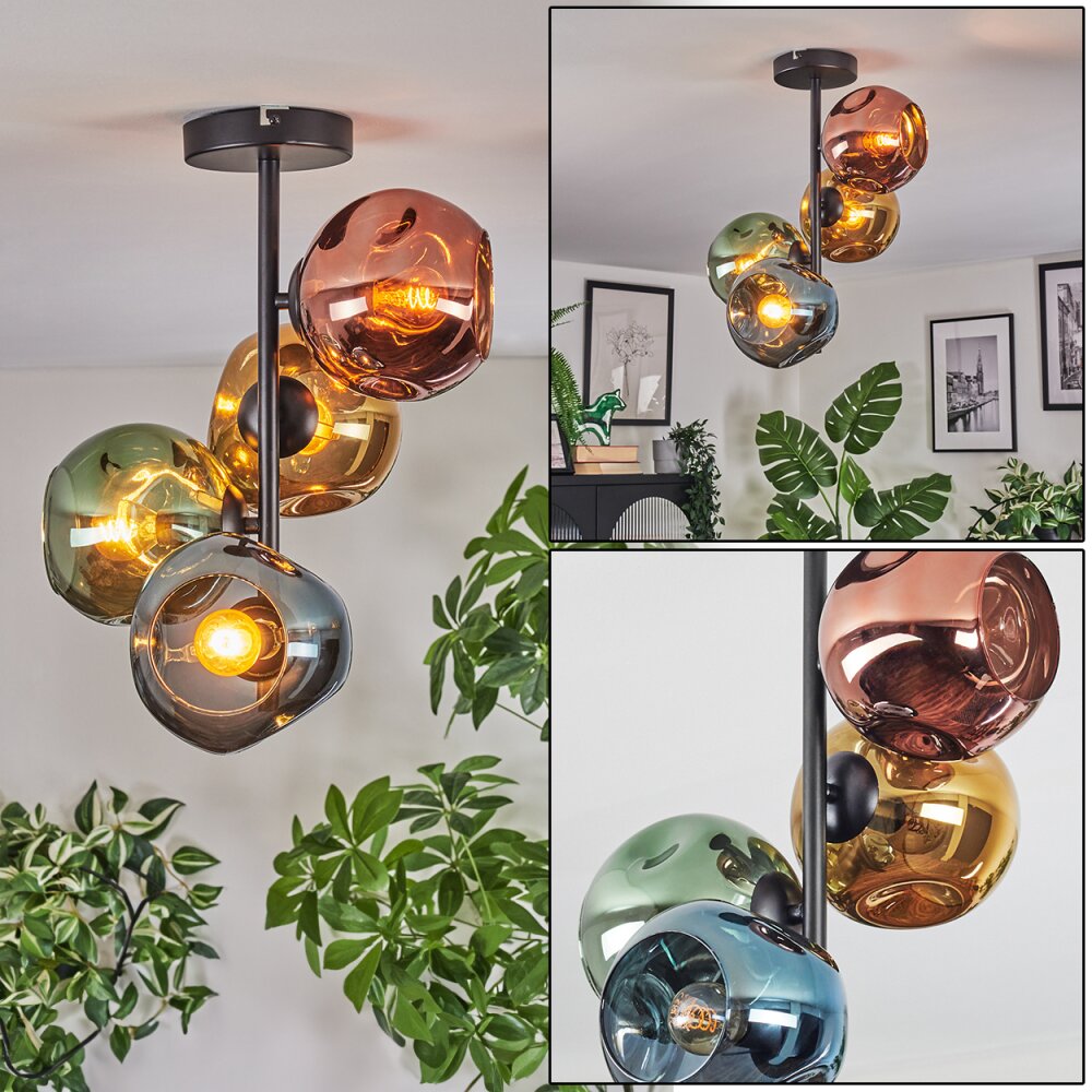 Ripoll Plafonnier, Boule lumineuse Bleu, Or, Vert, Cuivré, 4 lumières main product photo
