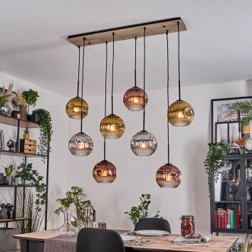 Ripoll Suspension, Boule lumineuse, Suspension Écru, Noir, 8 lumières