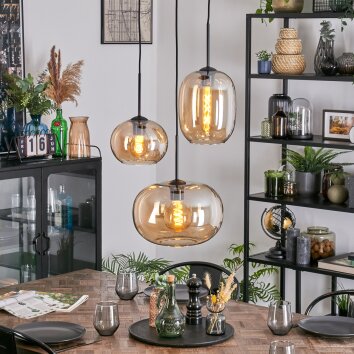 Apedo Suspension, Boule lumineuse, Suspension grappe Ambre, 3 lumières