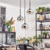 Ripoll Suspension, Boule lumineuse, Suspension grappe Chrome, Clair, Fumé, 3 lumières