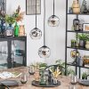 Ripoll Suspension, Boule lumineuse, Suspension grappe Chrome, Clair, Fumé, 3 lumières