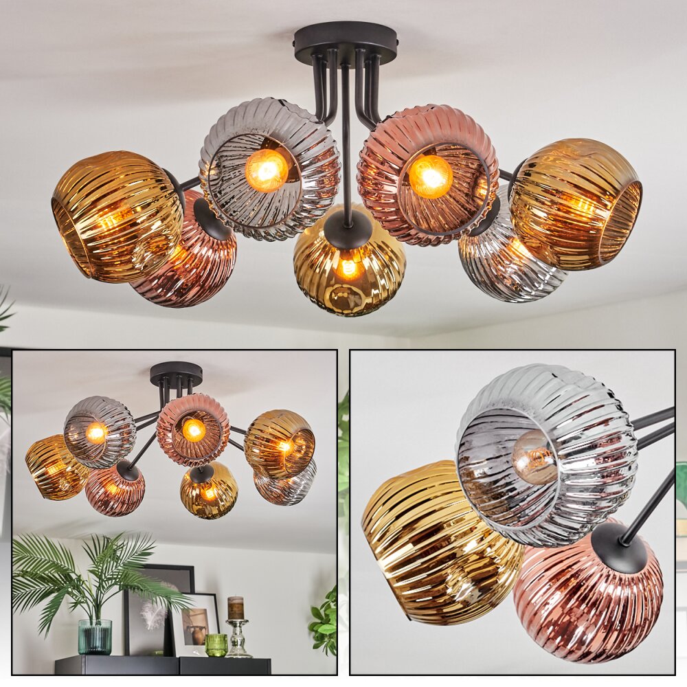 Ripoll Plafonnier, Boule lumineuse Chrome, Or, Cuivré, Fumé, 7 lumières main product photo