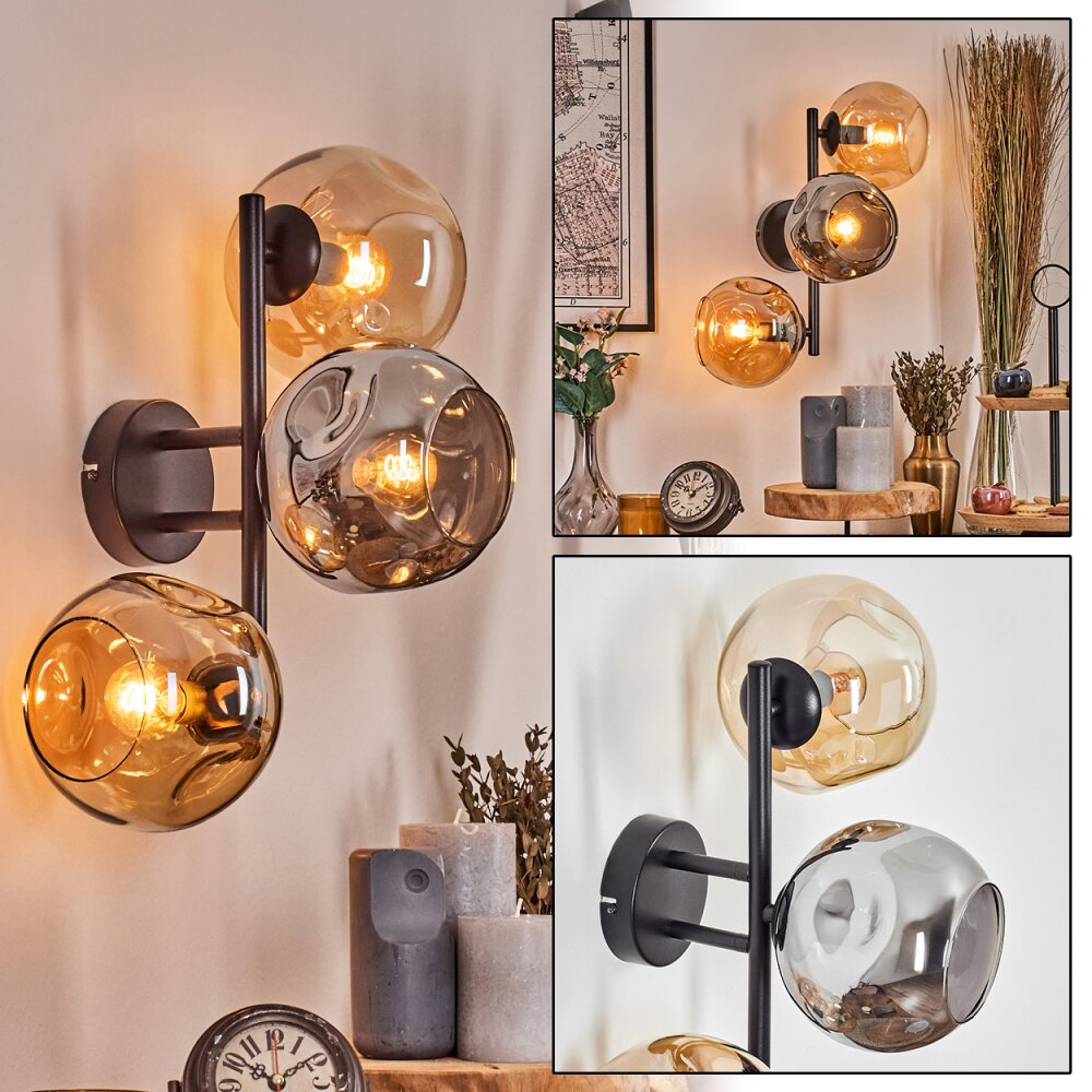 Ripoll Boule lumineuse, Applique murale Ambre, Fumé, 3 lumières main product photo