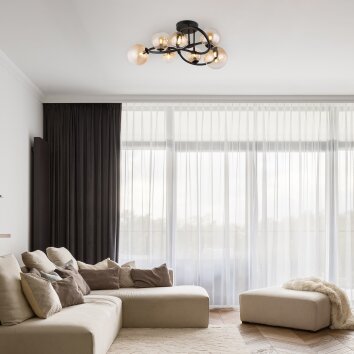 Tuberius Plafonnier Luminaires Globo Lighting LED Noir, 7 lumières