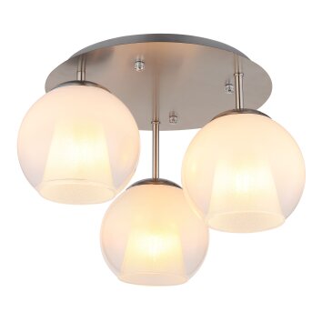 Barry Plafonnier Luminaires Globo Lighting Chrome, Nickel mat, 3 lumières