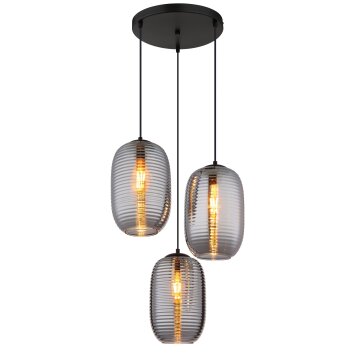 Jefrey Suspension Luminaires Globo Lighting Noir, 3 lumières