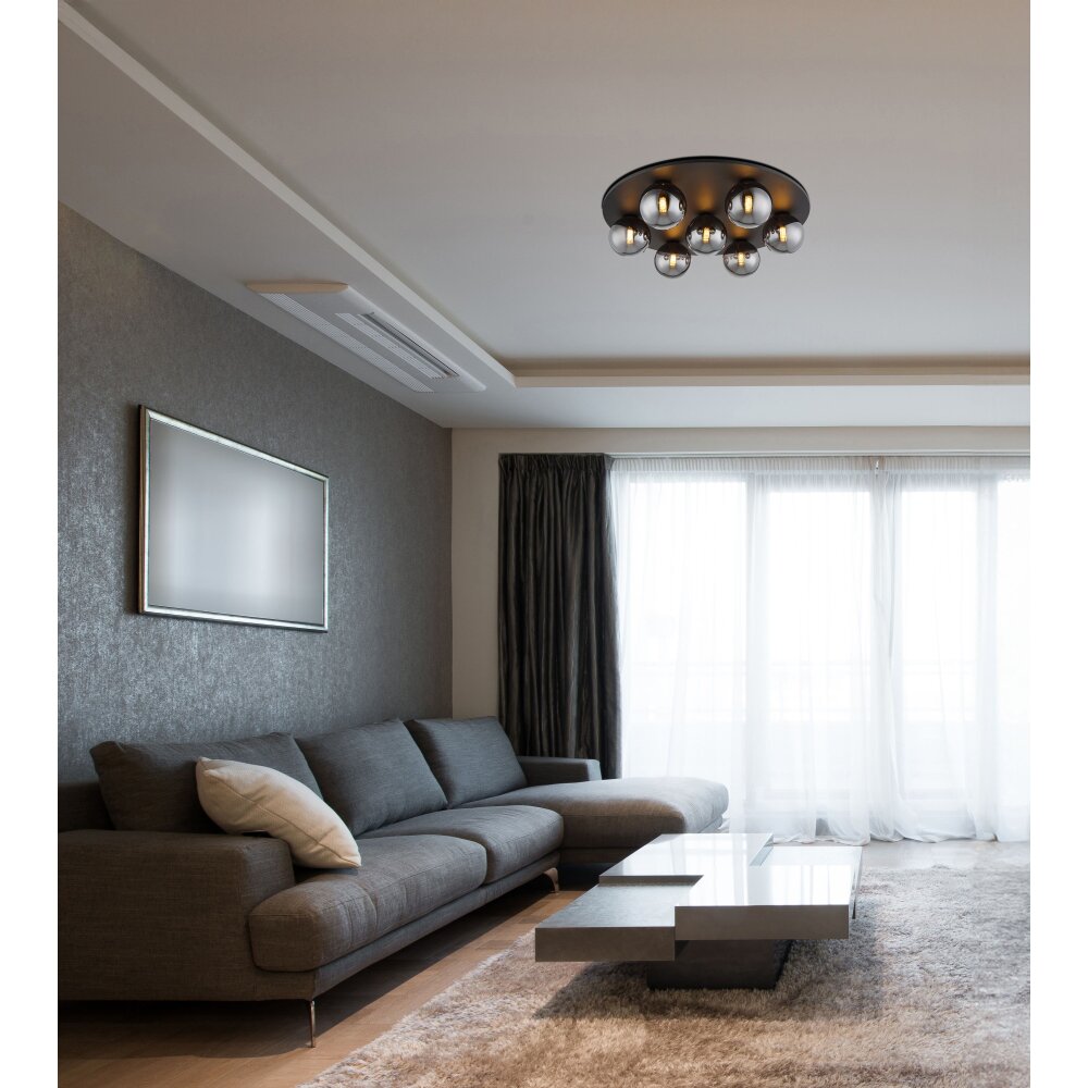 Riha Plafonnier Luminaires Globo Lighting Noir, 7 lumières
