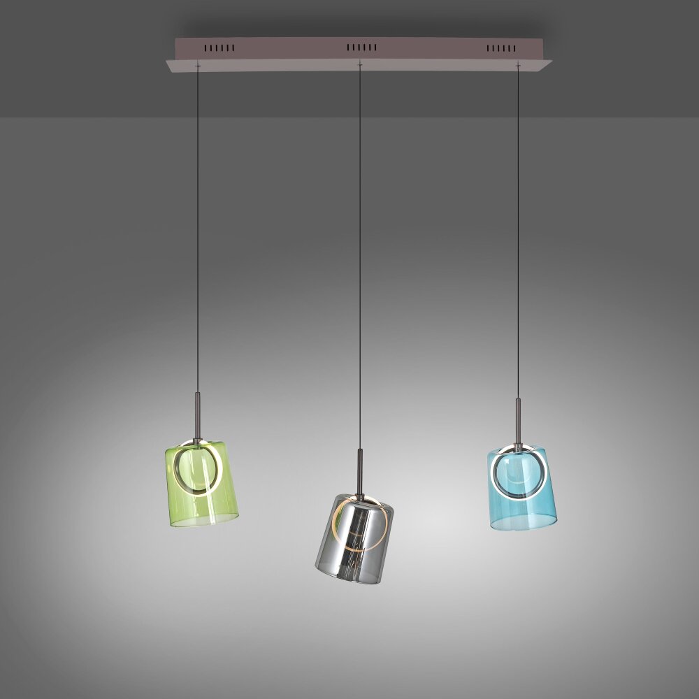 Zula Suspension Luminaires Paul Neuhaus LED Brun, 3 lumières