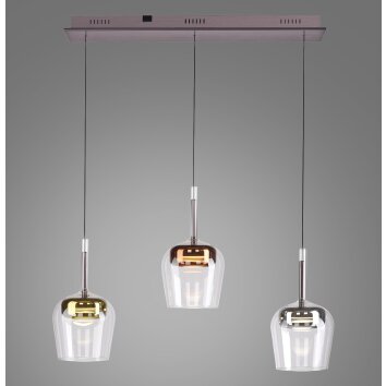 Q-Kon Suspension Luminaires Paul Neuhaus LED Brun, 3 lumières, Télécommandes