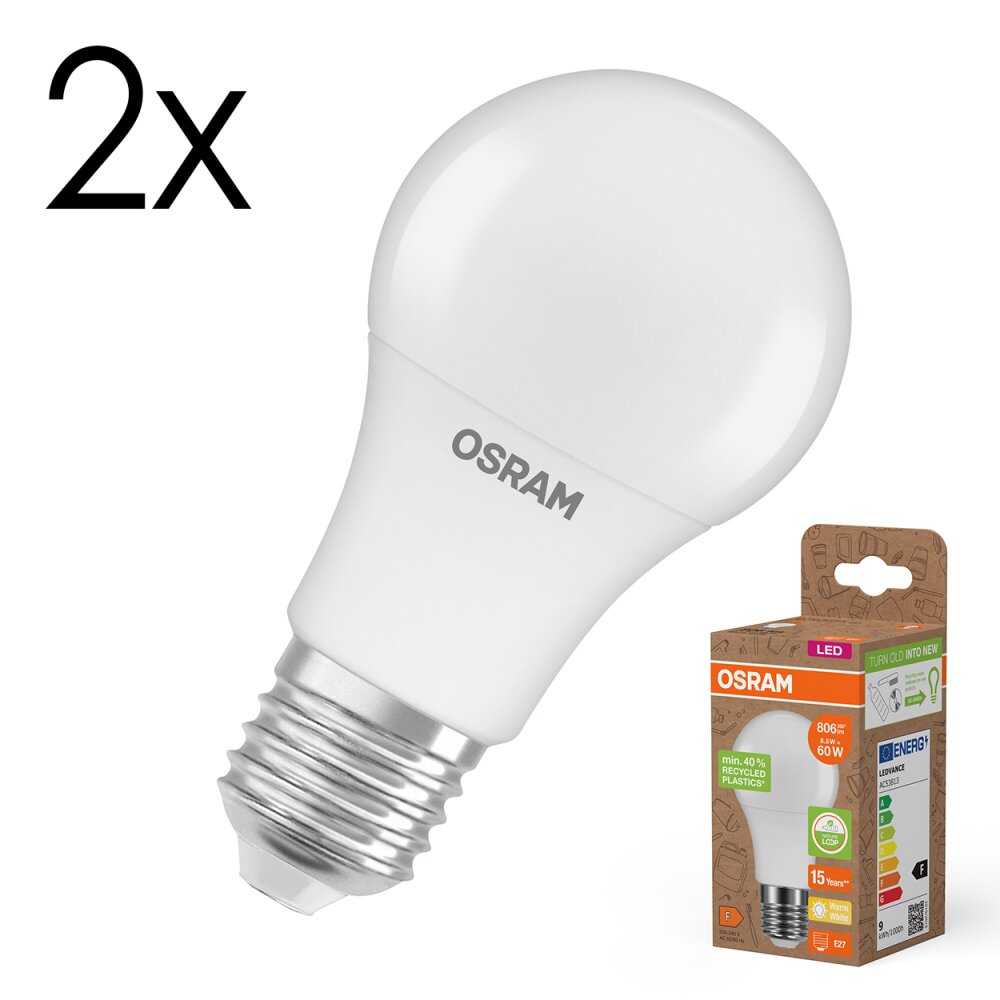 Luminaires Osram E27 8.5 Watt blanc chaud 806 Lumen main product photo