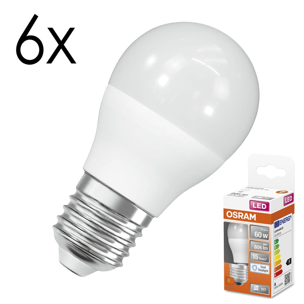 Luminaires Osram E27 LED 7.5 Watt blanc lumière du jour 806 Lumen main product photo