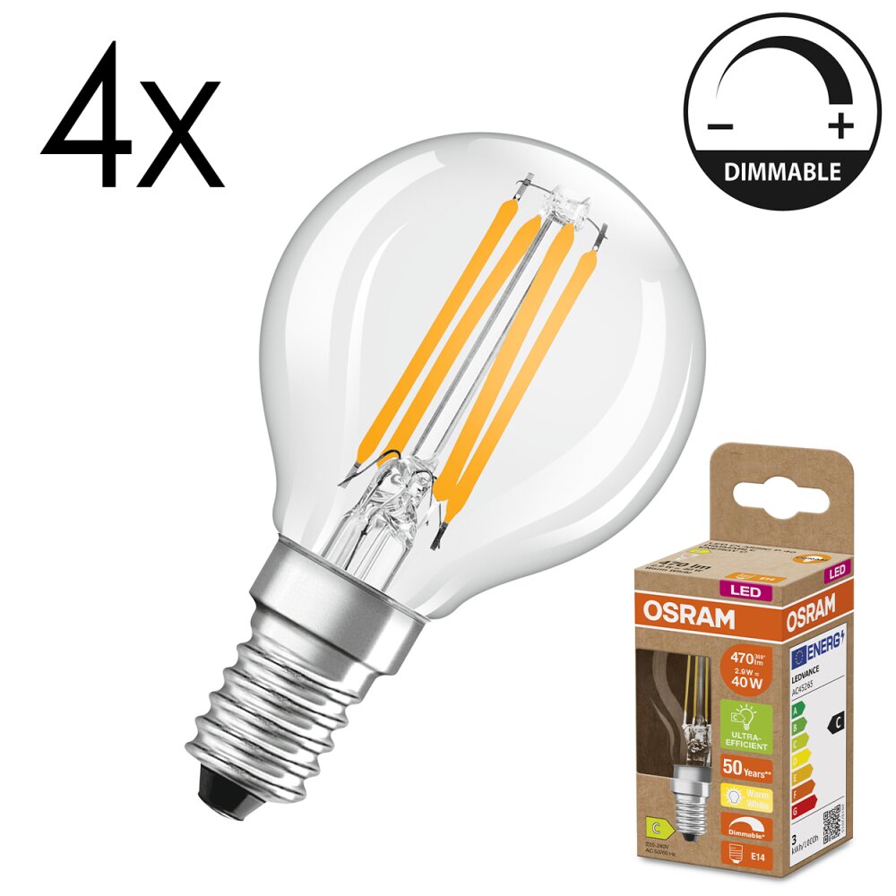 Luminaires Osram E14 LED 2.9 Watt blanc chaud dimmable 470 Lumen main product photo