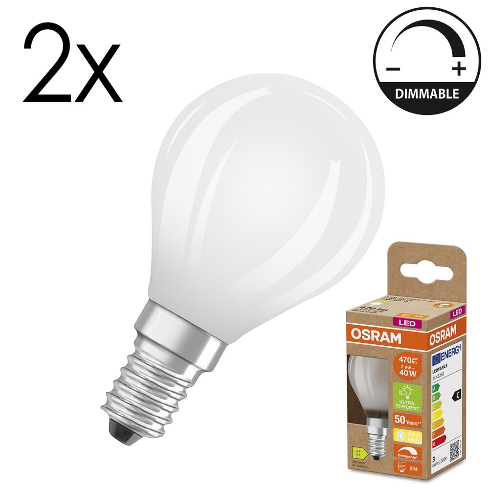 Luminaires Osram E14 LED 2.9 Watt blanc chaud dimmable 470 Lumen main product photo