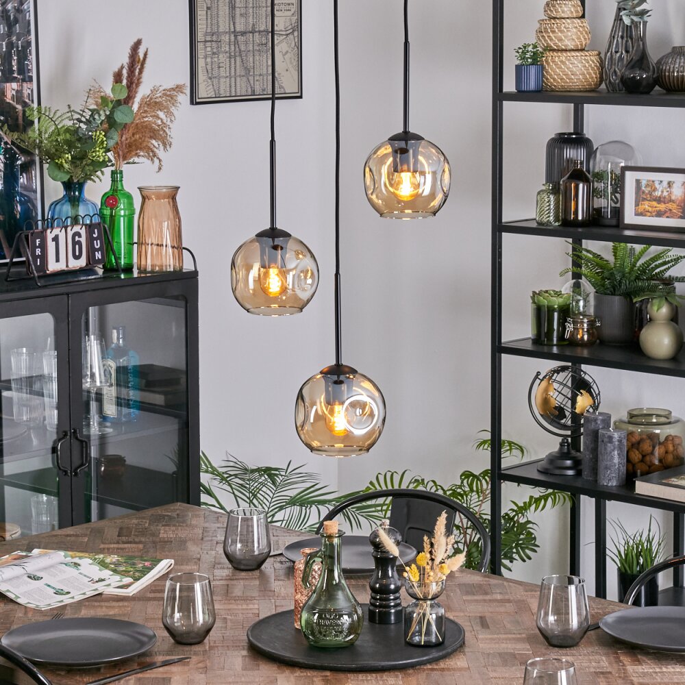 Ripoll Suspension, Boule lumineuse, Suspension grappe Ambre, 3 lumières main product photo