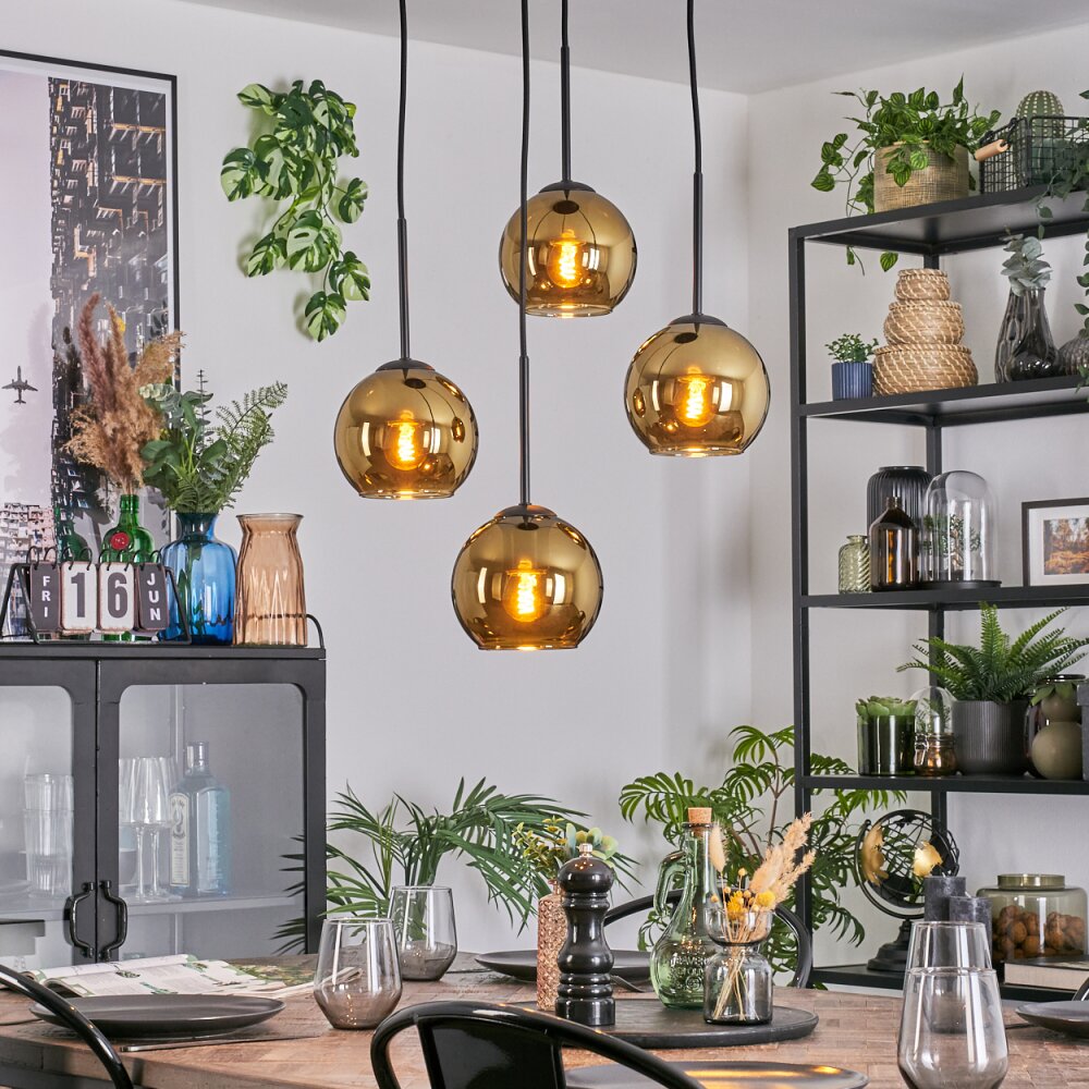Koyoto Suspension, Boule lumineuse, Suspension grappe Or, 4 lumières