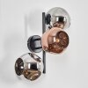 Ripoll Boule lumineuse, Applique murale Chrome, Cuivré, Fumé, 3 lumières