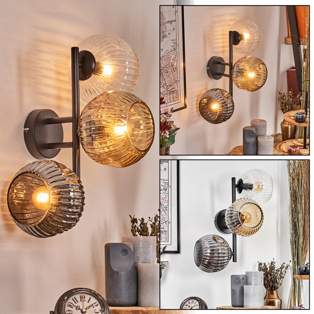 Ripoll Boule lumineuse, Applique murale Ambre, Clair, Fumé, 3 lumières main product photo