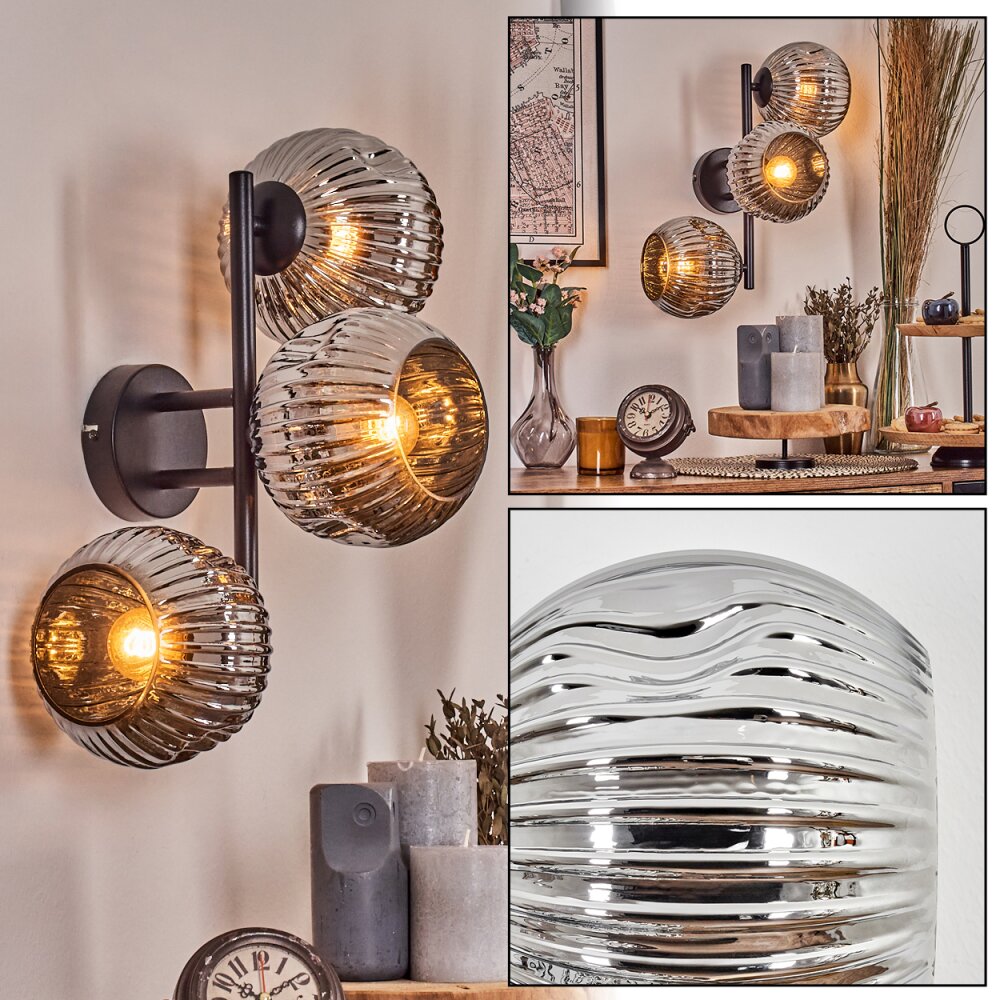 Ripoll Boule lumineuse, Applique murale Chrome, Fumé, 3 lumières main product photo