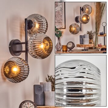 Ripoll Boule lumineuse, Applique murale Chrome, Fumé, 3 lumières