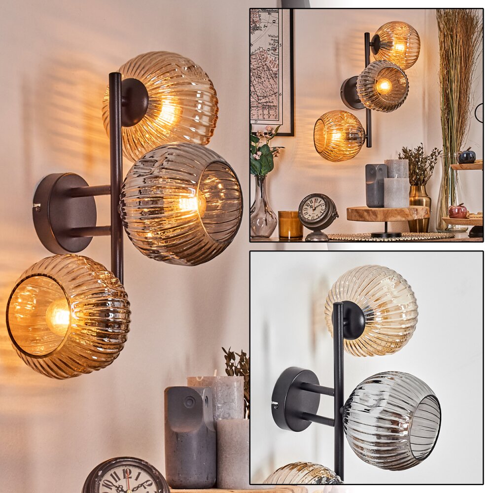 Ripoll Boule lumineuse, Applique murale Ambre, Fumé, 3 lumières main product photo