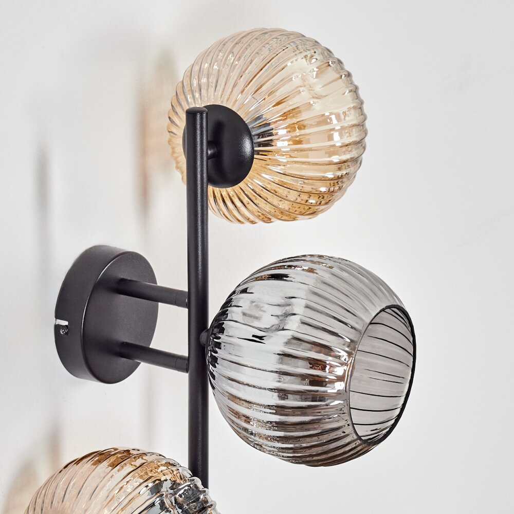 Ripoll Boule lumineuse, Applique murale Ambre, Fumé, 3 lumières