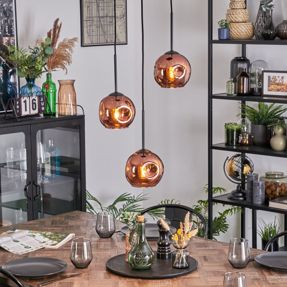 Ripoll Suspension, Boule lumineuse, Suspension grappe Cuivré, 3 lumières main product photo