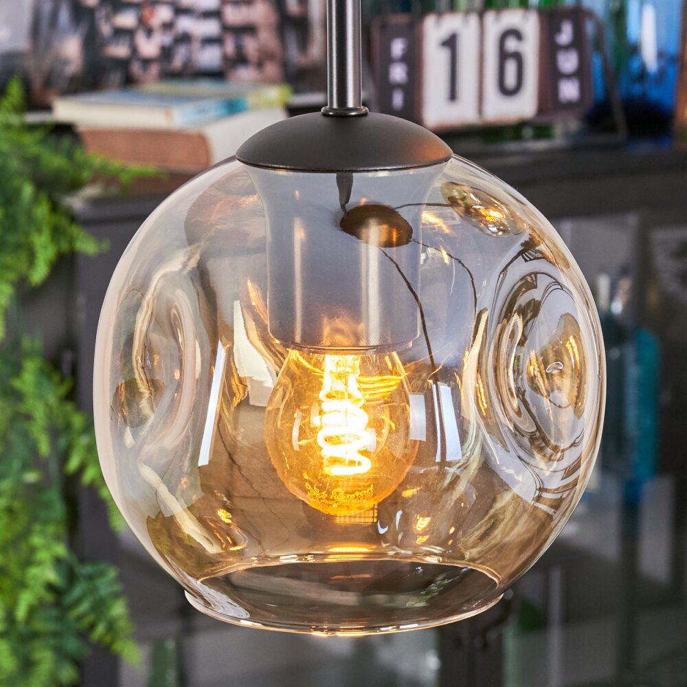 Ripoll Suspension, Boule lumineuse, Suspension grappe Ambre, 4 lumières
