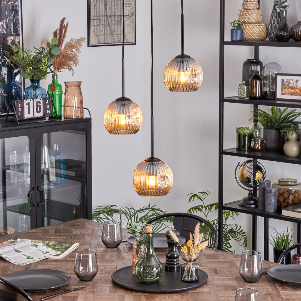 Ripoll Suspension, Boule lumineuse, Suspension grappe Ambre, 3 lumières main product photo